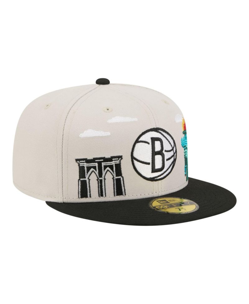 Men's Tan/Black Brooklyn Nets Localized City Icon 59FIFTY Fitted Hat
