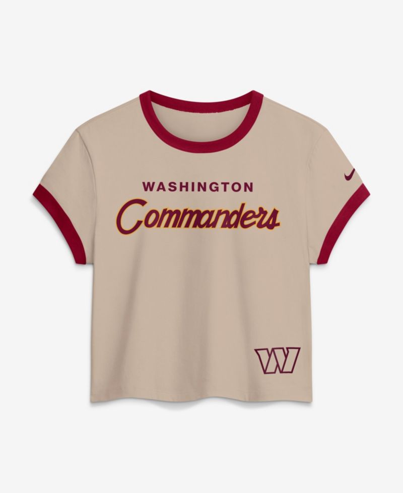 Women's Cream Washington Commanders Rewind Ringer Mod Cropped T-Shirt