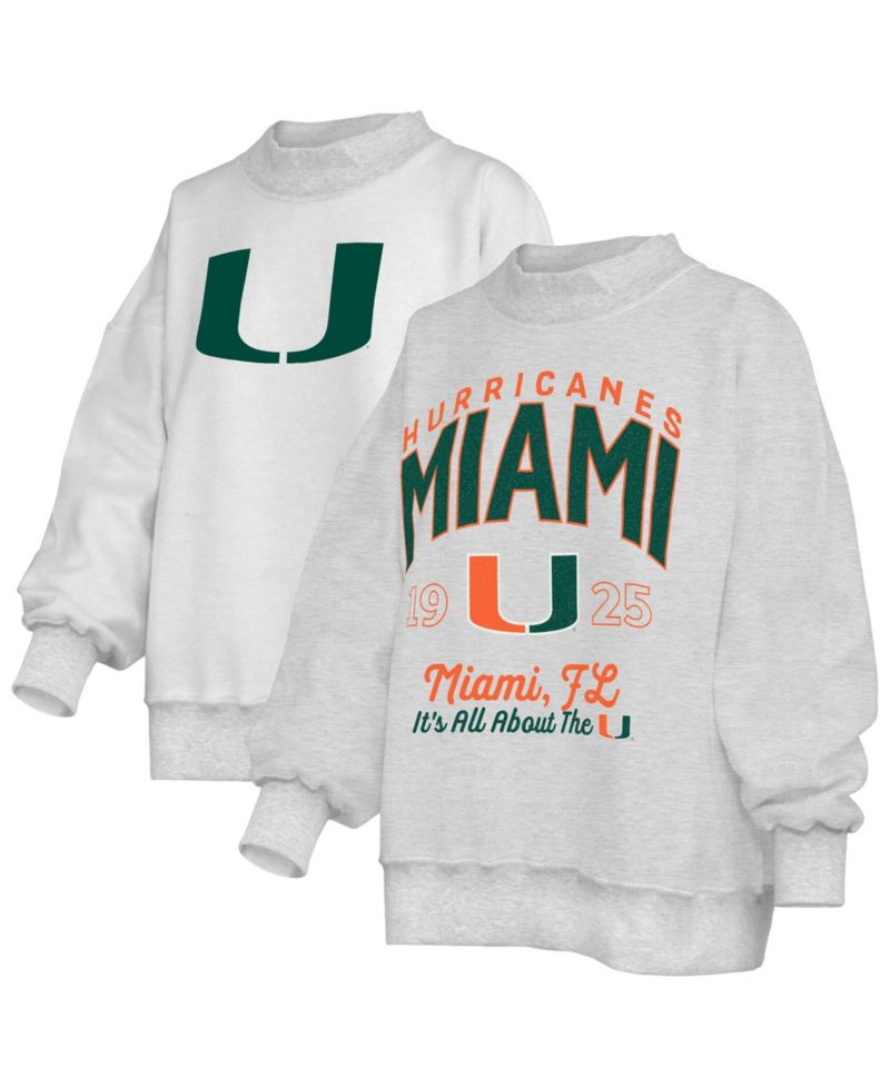 Women's Heather Gray Miami Hurricanes Reversible Sweatshirt