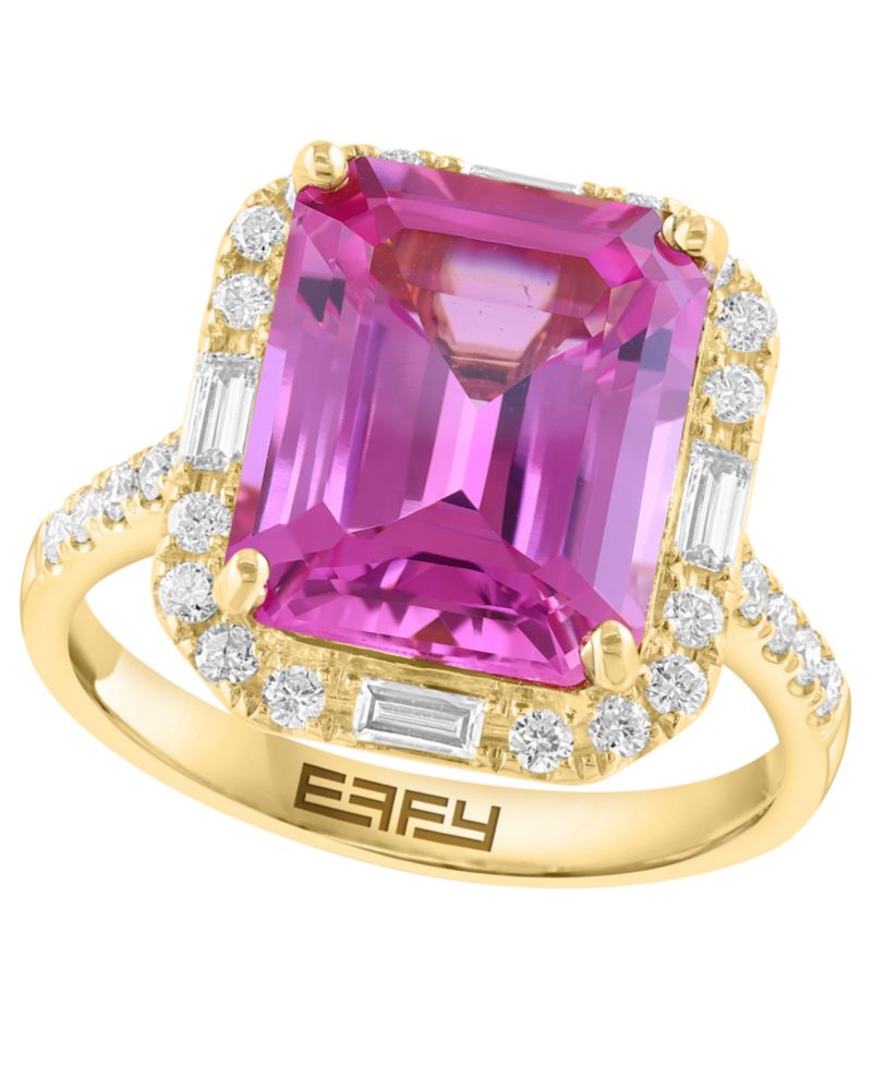 Lab Grown Pink Sapphire (6-7/8 ct. t.w.) & Diamond (5/8 ct. t.w.) Ring in 14k Yellow Gold