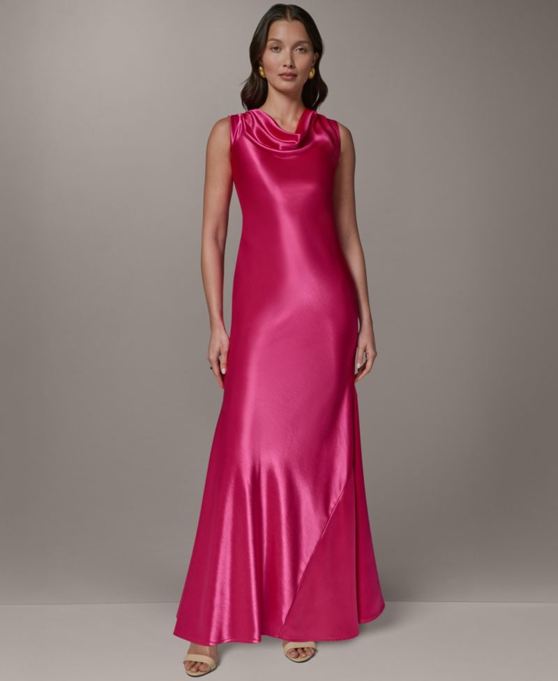 Petite Sleeveless Cowl Neck Ball Gown
