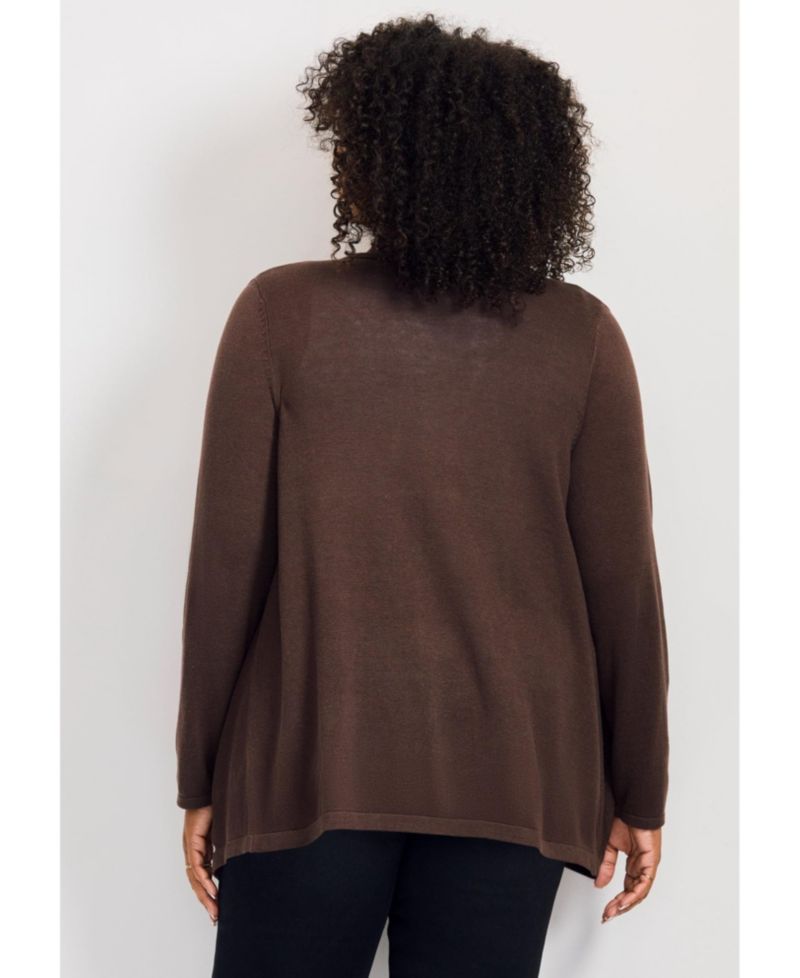 Women's Plus Size Cascade Cardigan Zipper Pocket