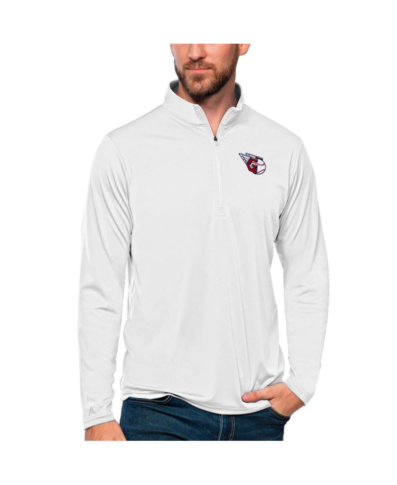 Men's White Cleveland Guardians Tribute Quarter-Zip Pullover Top