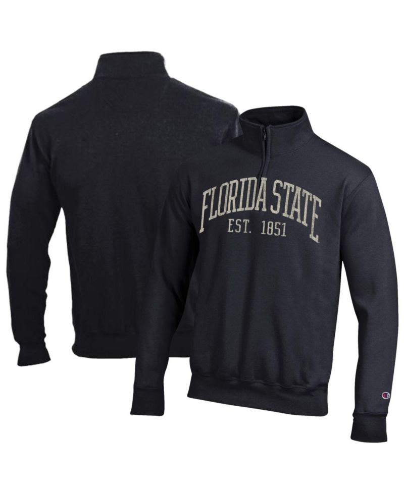 Men's Black Florida State Seminoles Powerblend Quarter-Zip Pullover Sweatshirt