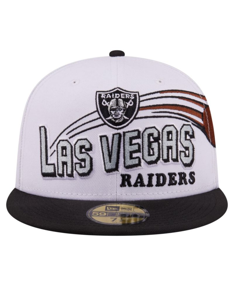 Men's White/Black Las Vegas Raiders Retro Swoop 59FIFTY Fitted Hat