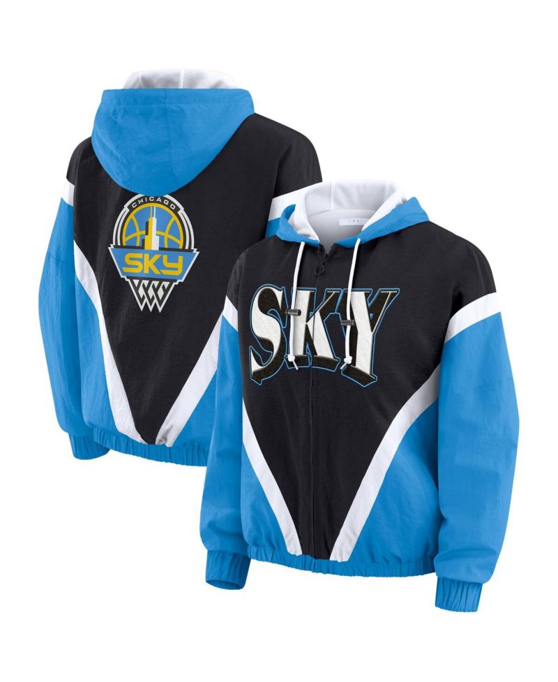 Women's Blue/Black Chicago Sky Color Block Full-Zip Hoodie Windbreaker Jacket