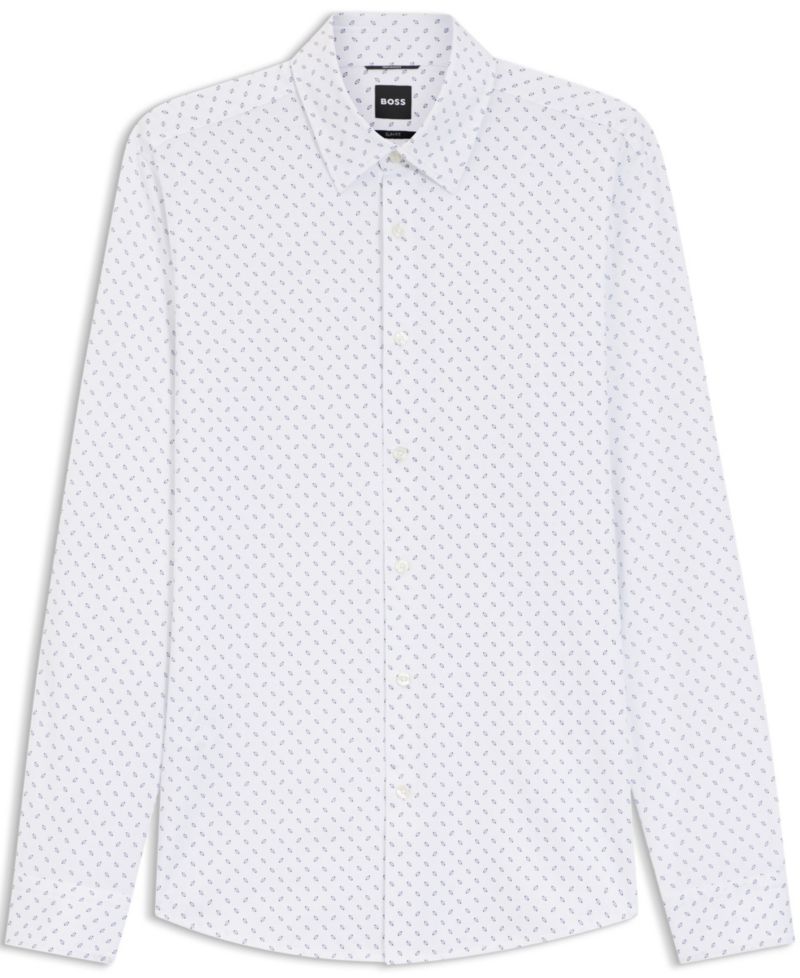 Men's Printed Cotton Blend Slim-Fit Dress Shirt