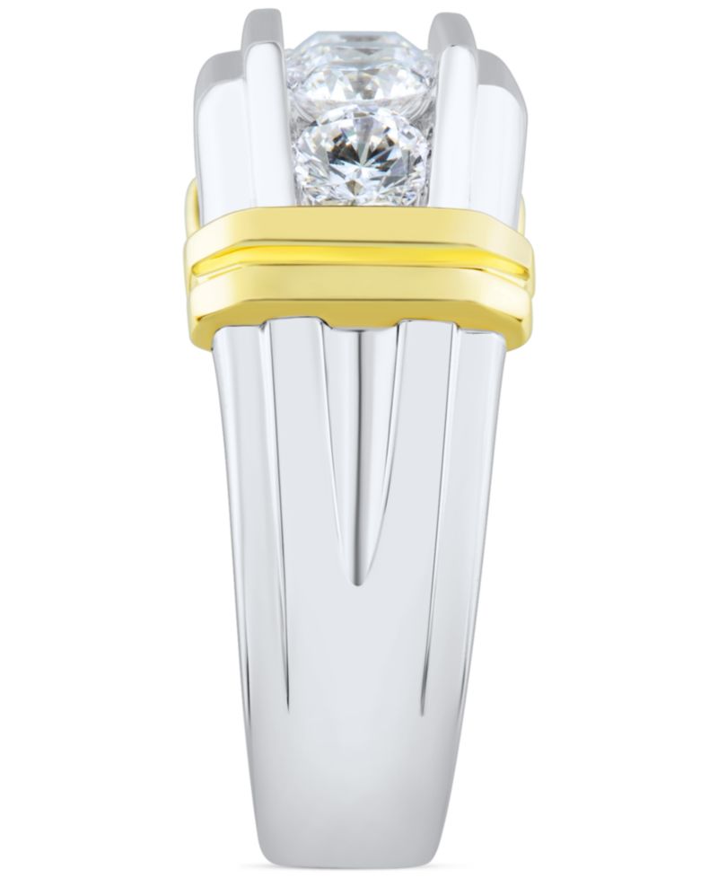 Men's Lab Grown Diamond Horizontal Five Stone Ring (1-1/2 ct. t.w.) in 10k Two-Tone Gold