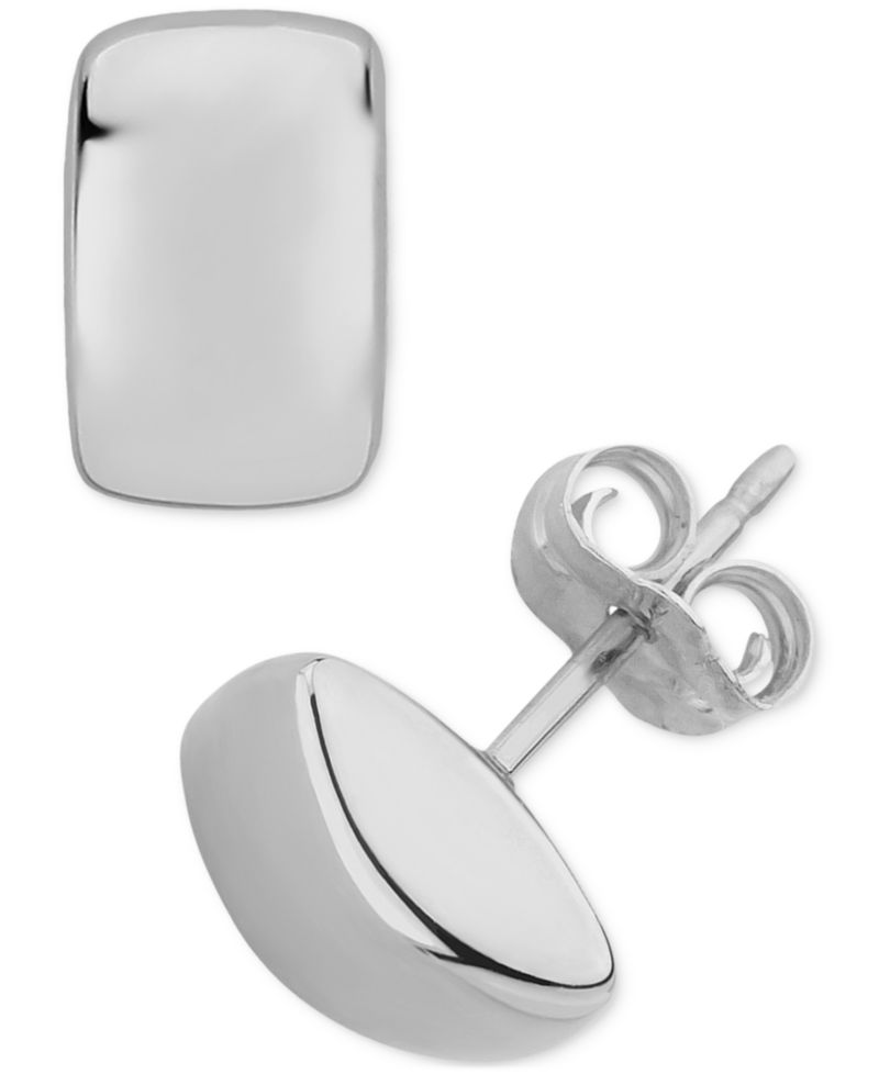 Modern Rectangle Stud Earrings Set in 14k Yellow Gold