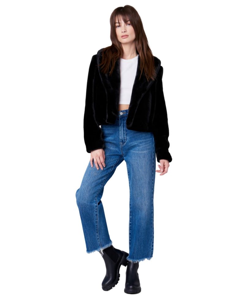 Women's Be My Guest Faux-Fur Shawl-Collar Cropped Jacket