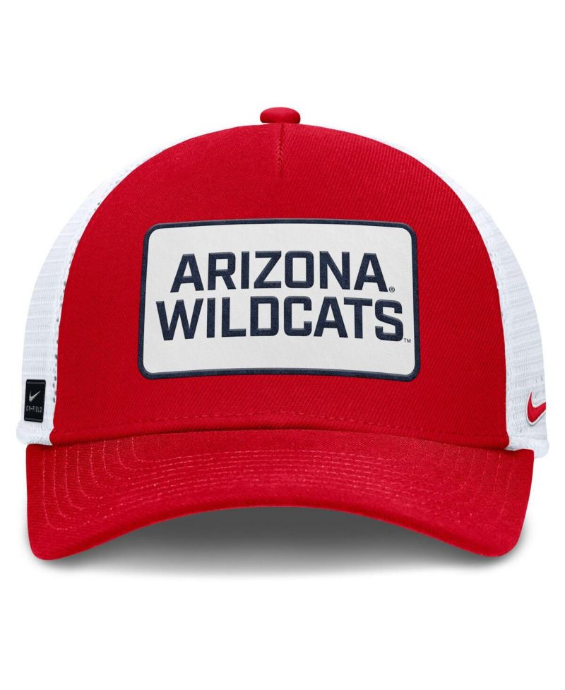 Men's Red/White Arizona Wildcats 2025 On-Field Rise Patch Trucker Adjustable Hat