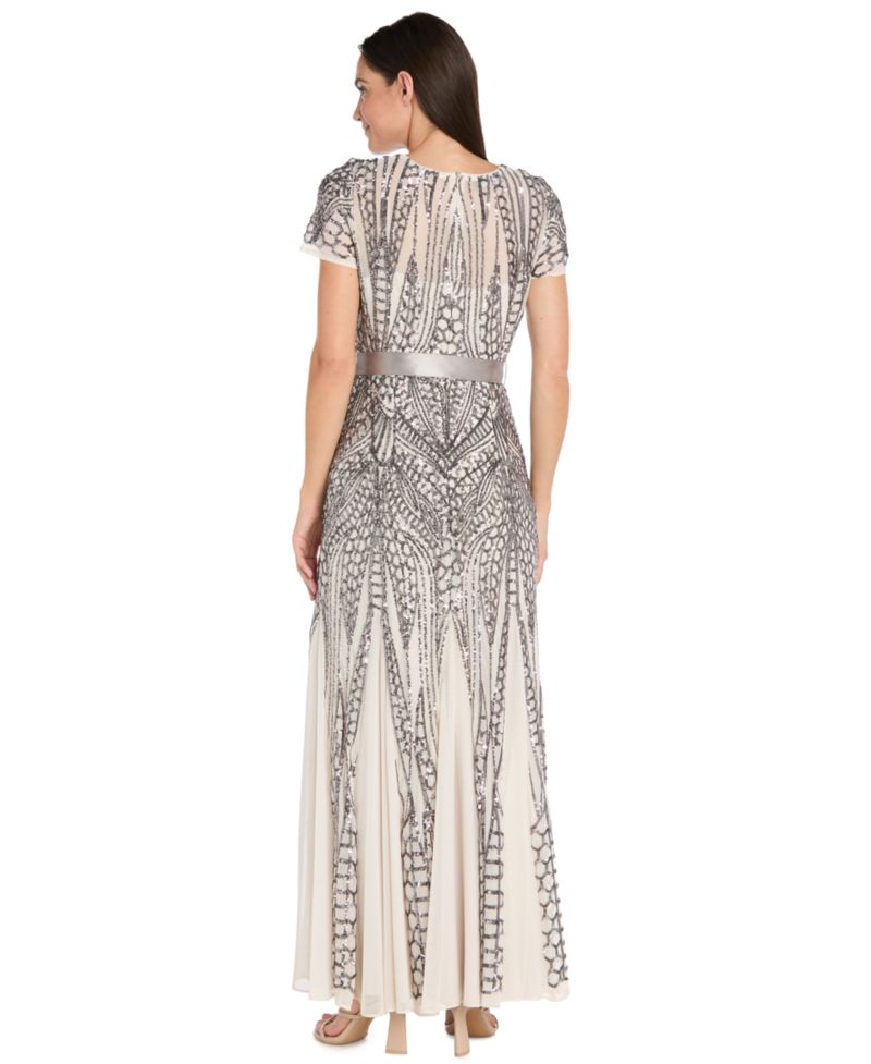 Women’s Long Sequin Short-Sleeve Gown