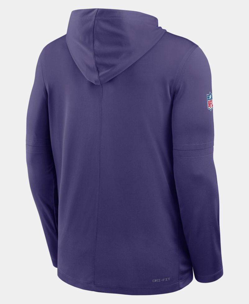 Men's Purple Minnesota Vikings Sideline Alternate Lightweight Long Sleeve Hooded Dri-FIT T-Shirt