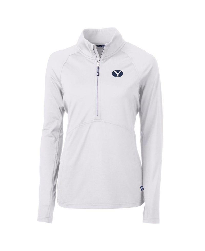 Women's White BYU Cougars Adapt Eco Knit Half-Zip Pullover Jacket