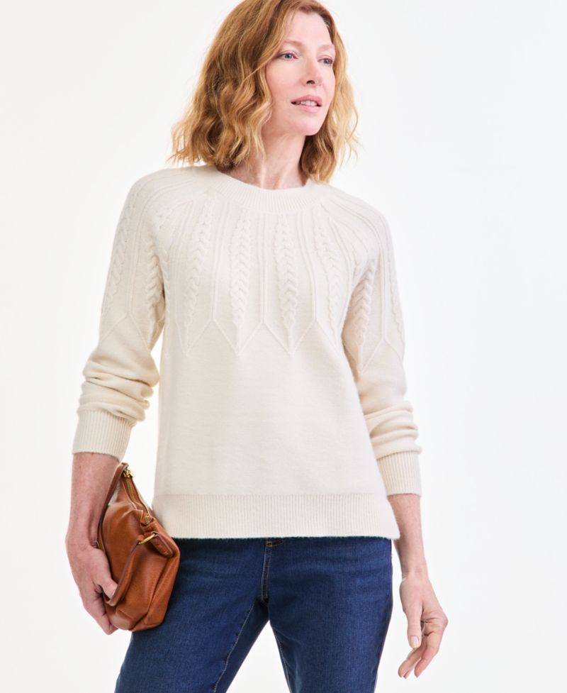 Women's Cable Crewneck Long-Sleeve Sweater