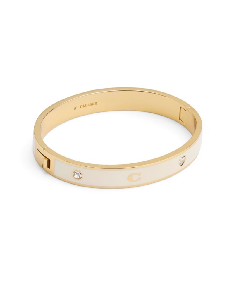 Faux Stone Signature Horse Carriage Bangle Bracelet