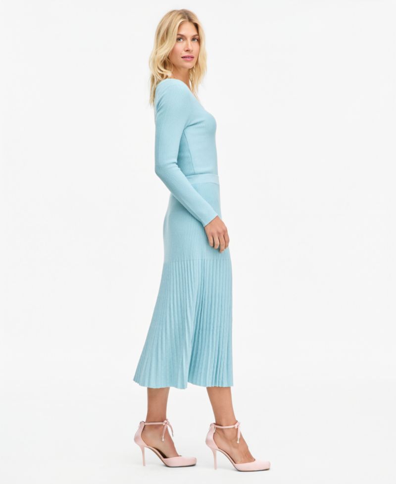 Women's Pleated Rib Midi Sweater Skirt