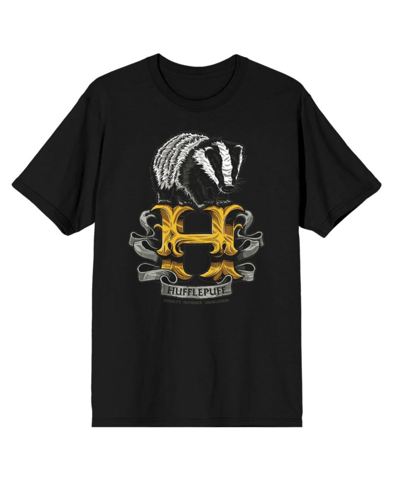Big & Tall Hufflepuff Badger Black T-shirt-4XL