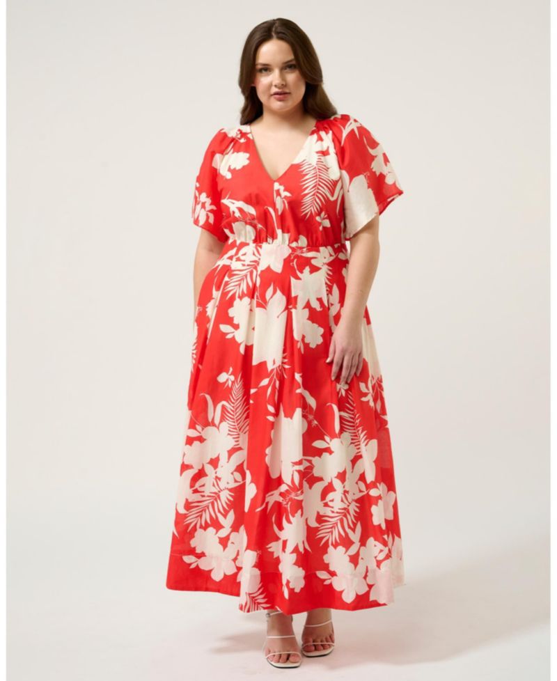 Plus size Solstice Floral Pleated Empire-Waist Maxi Dress