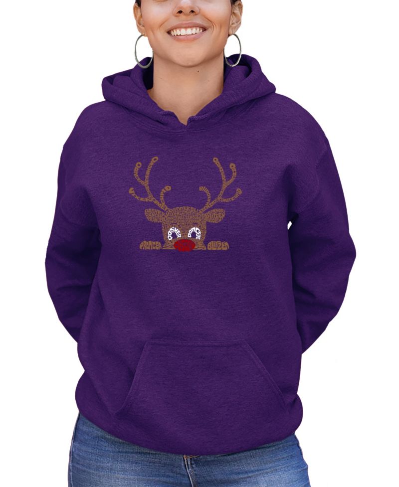 Women's Peeking Reindeer Word Art Long-Sleeve Sweatshirt