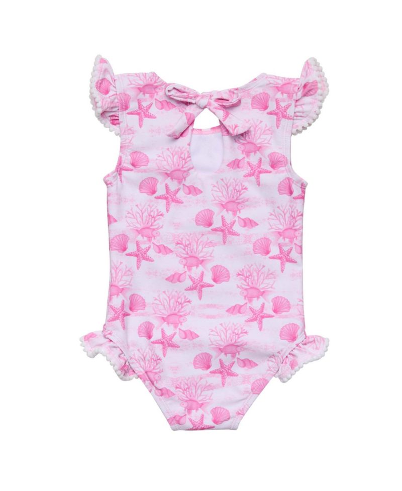 Baby Girls Pink Lagoon Frill Swimsuit