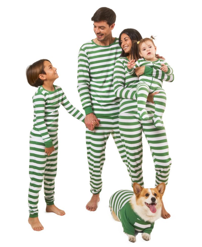 Kids Two Piece Cotton Striped Holiday Pajamas