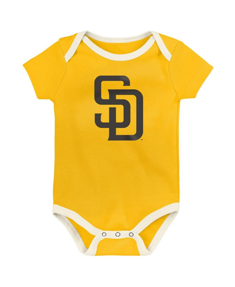 Baby Boys and Girls 3-Pack San Diego Padres Home Team Bodysuit Set
