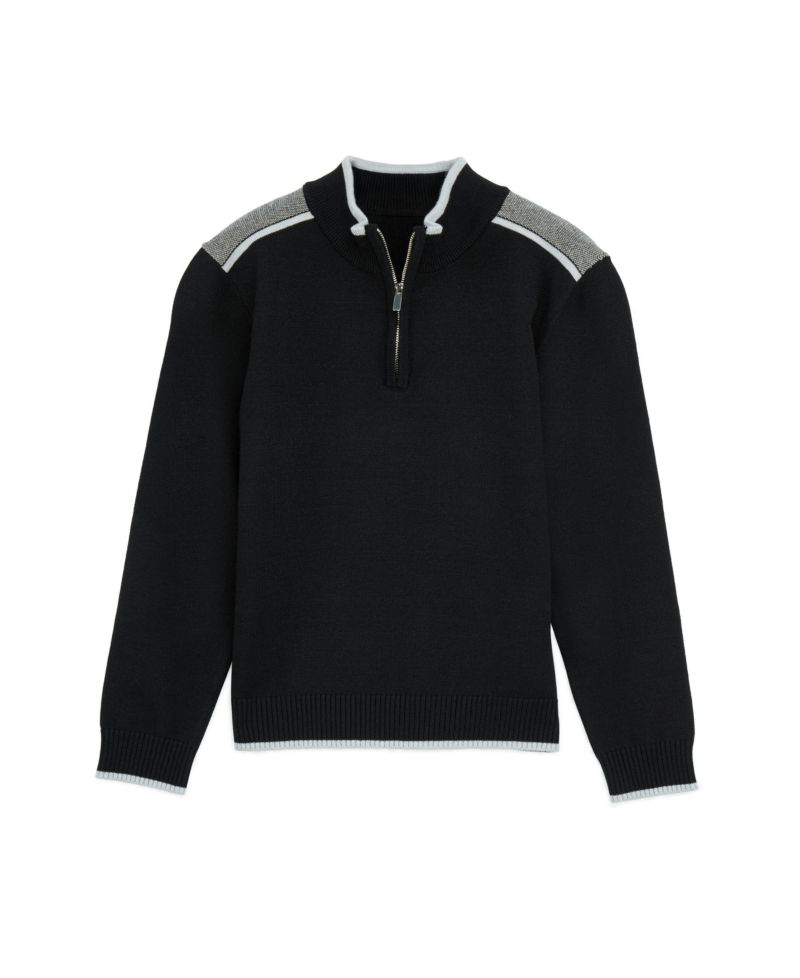 Boy's Shoulder Detail Quarter-Zip Sweater