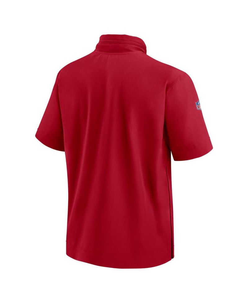 Men's Red Tampa Bay Buccaneers 2024 Sideline Coach Short Sleeve Half-Zip Hoodie Jacket