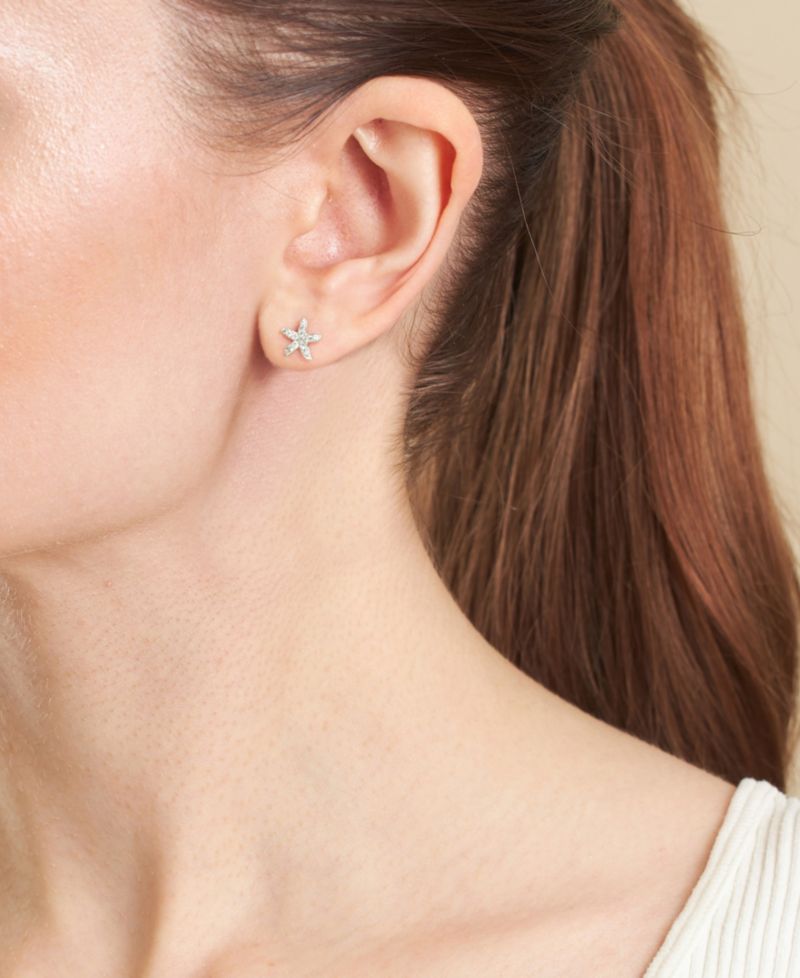 Sterling Silver Cubic Zirconia Petite Starfish Stud Earrings