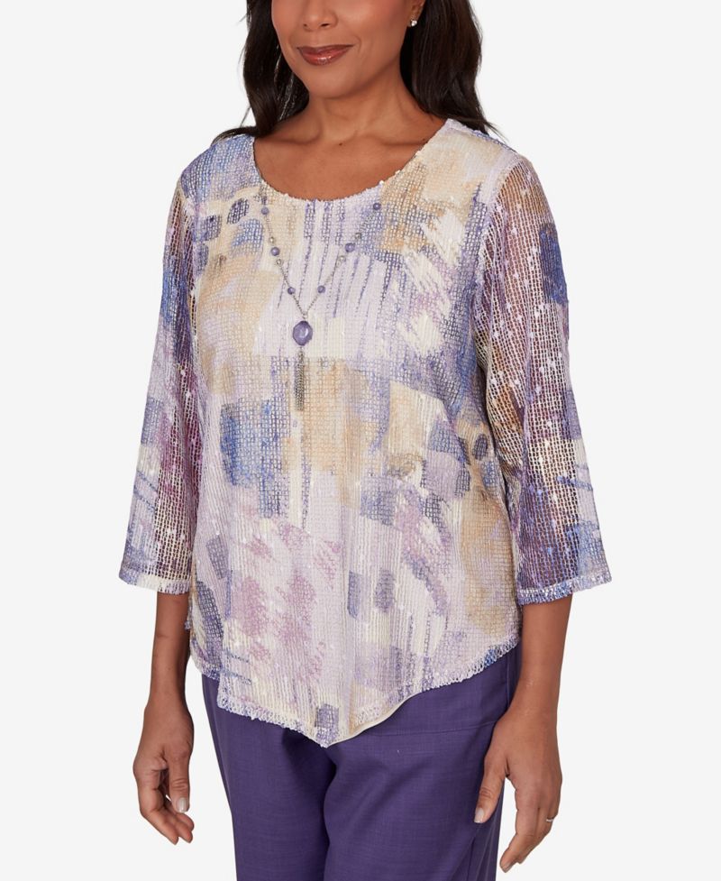 Petite Grand Bazaar Stained Glass Mesh Top with Necklace