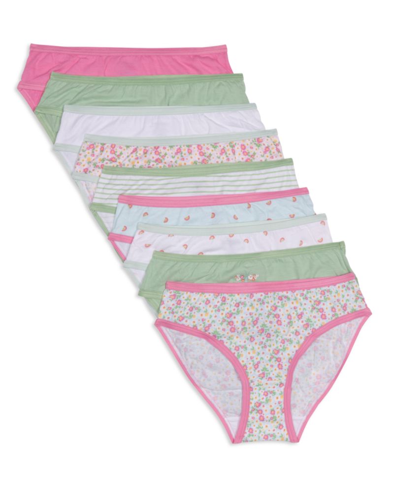 Little & Big Girls Sketchy Floral Bikini Underwear, Pack of 9