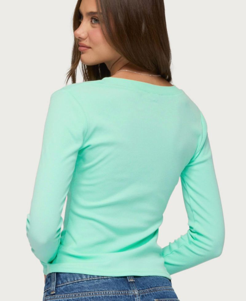 Women's Yerin Long-Sleeve V-Neck Ribbed Henley