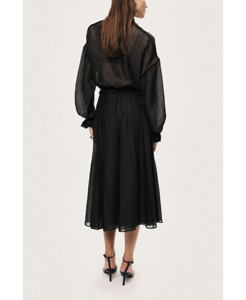 Women's Sheer Pleated Midi Skirt