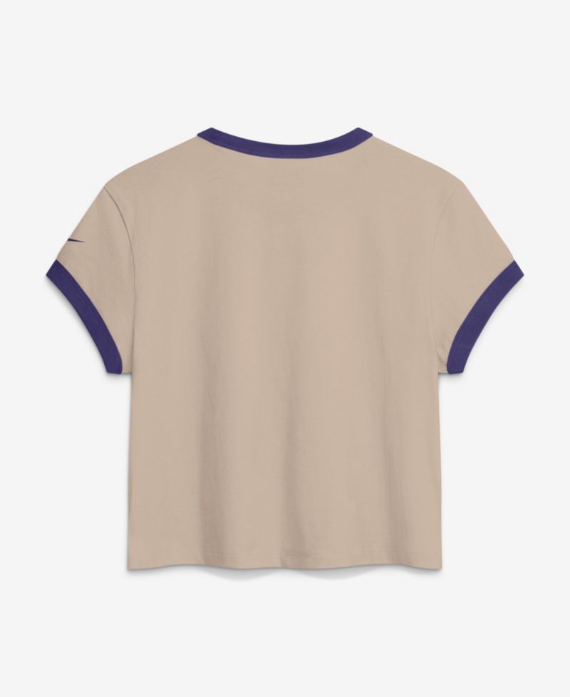 Women's Cream Baltimore Ravens Rewind Ringer Mod Cropped T-Shirt