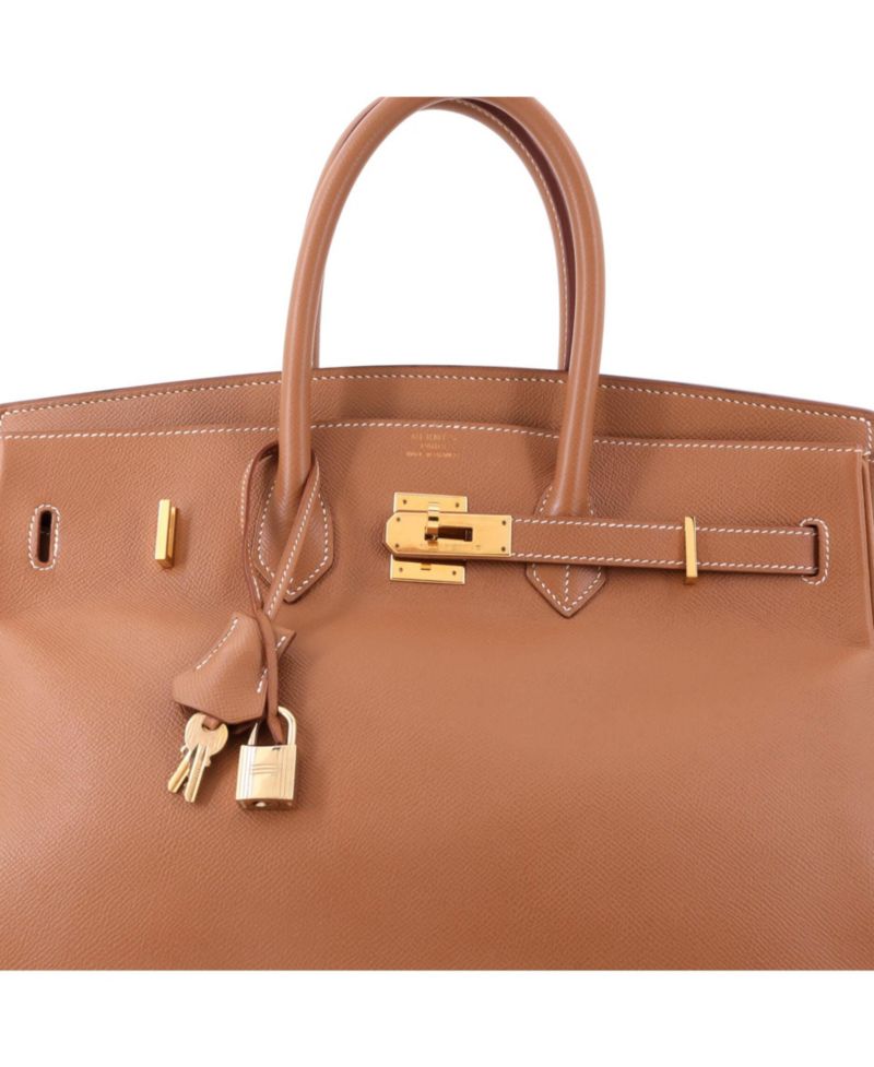 Pre-Owned Hermes Birkin 35 Handbag Brown Courchevel with Gold Hardware