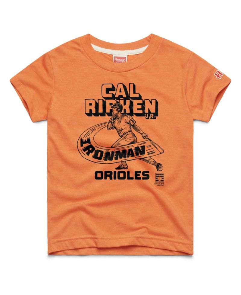 Big Boys and Girls Cal Ripken Jr. Orange Baltimore Orioles Cooperstown Collection Player Graphic Tri-Blend T-Shirt