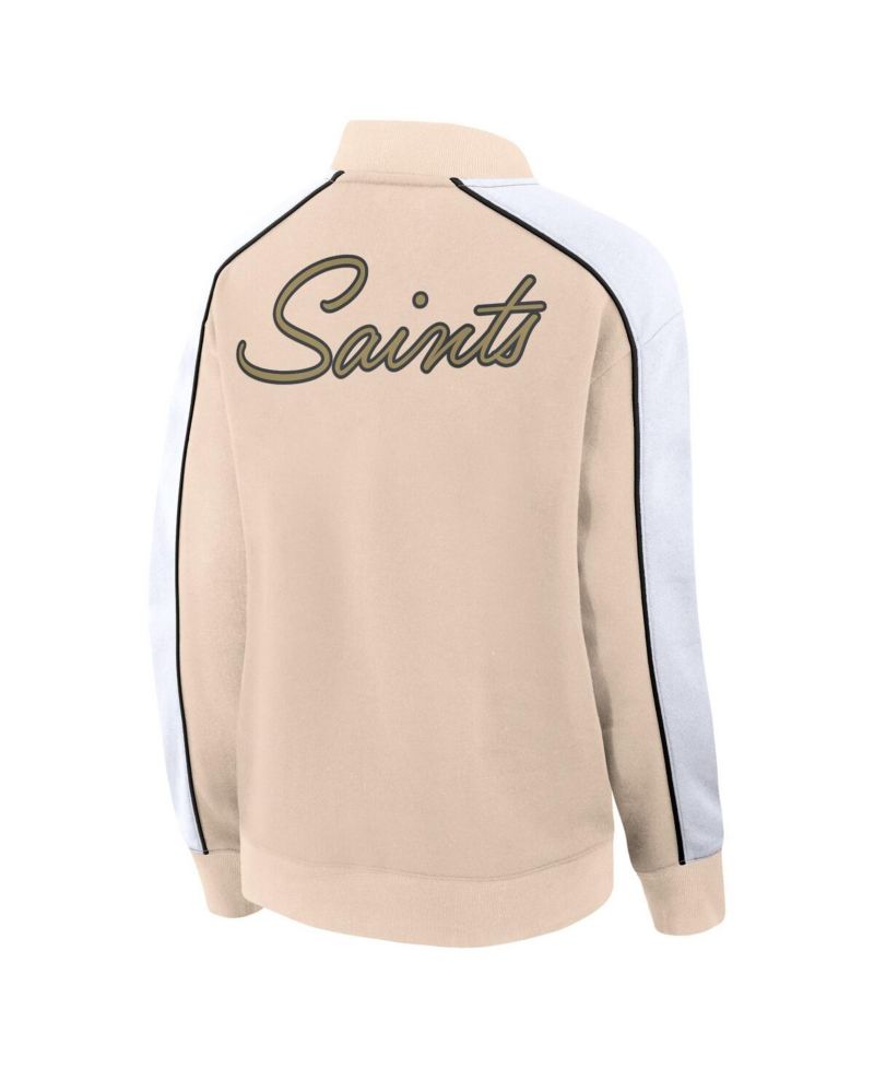 Women's Tan New Orleans Saints Lounge Full-Snap Varsity Jacket