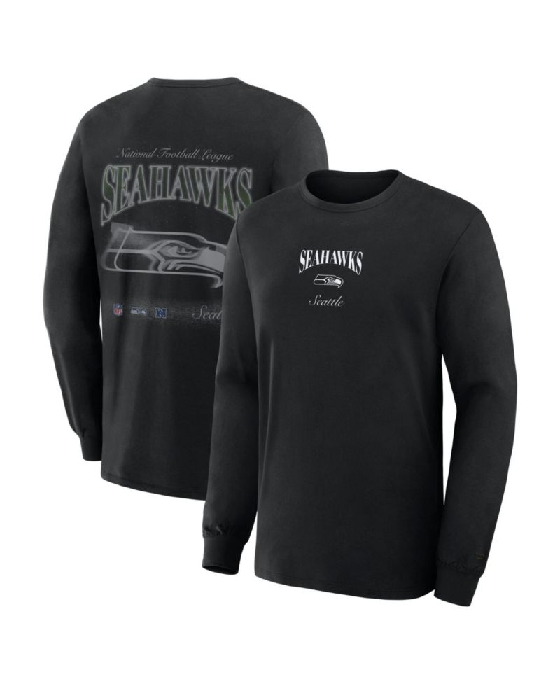 Men's Seattle Seahawks Midnight Falls Long-Sleeve Crewneck T-Shirt