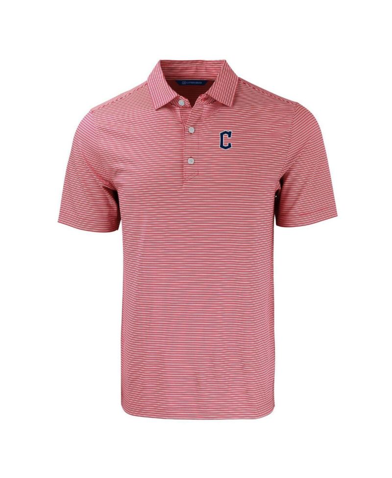 Men's Red/White Cleveland Guardians Forge Eco Double Stripe Stretch Polo