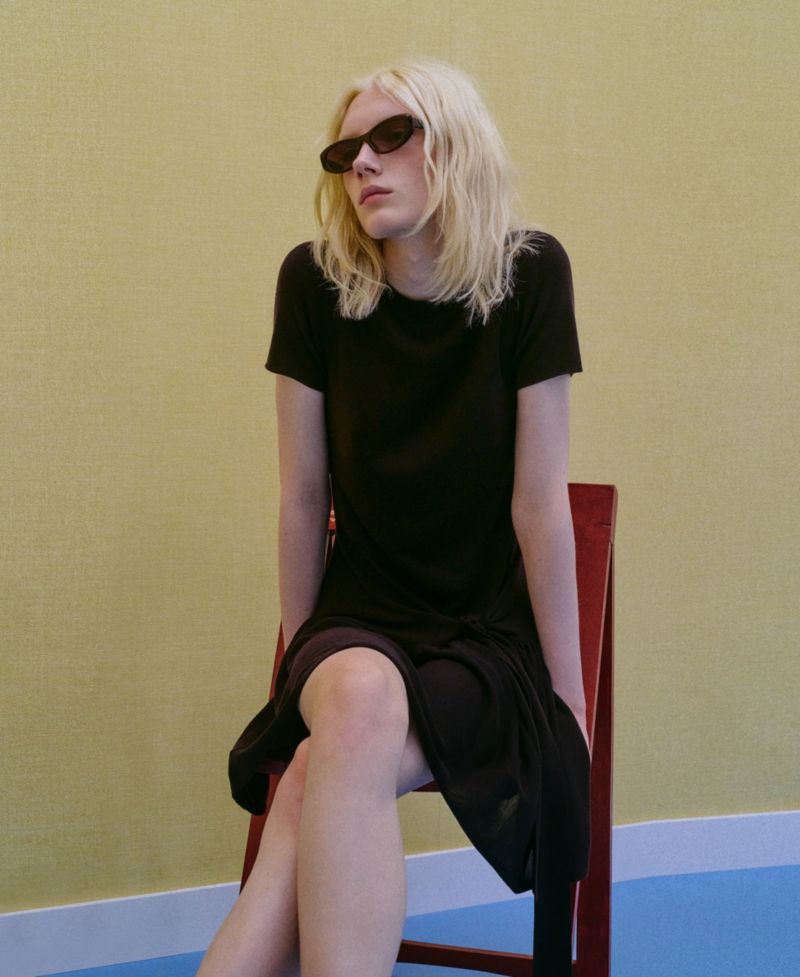 Women's Short-Sleeve A-Line Lace-Up Dress