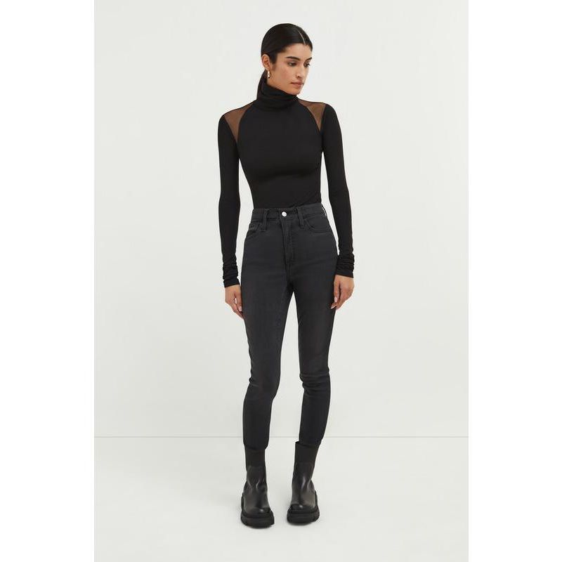 Women's Maria Fitted Turtleneck with Sheer Mesh Shoulder Panels