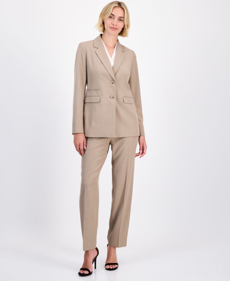 Women's Pinstriped Straight-Leg Ankle Pants