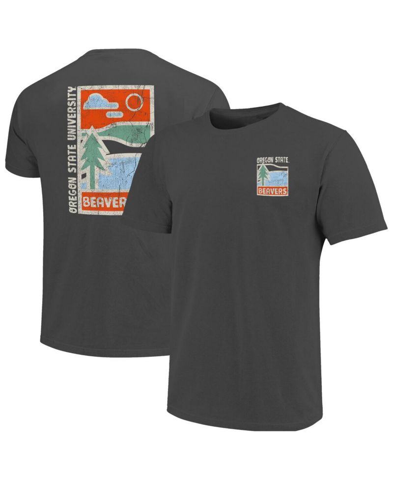 Men's Graphite Oregon State Beavers Comfort Colors Minimal Vista Distressed Graphics T-Shirt