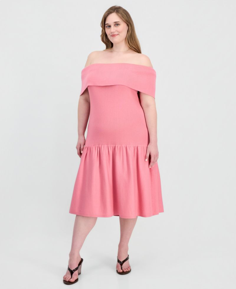 Trendy Plus Size Marilyn Off-The-Shoulder Dress
