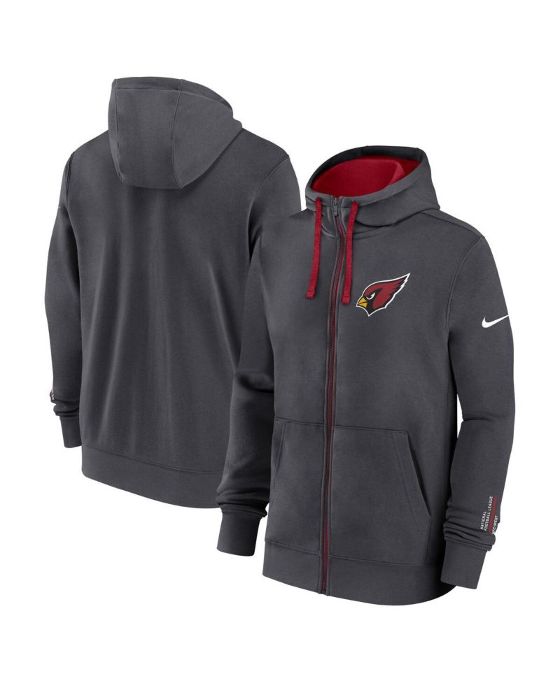 Men's Anthracite Arizona Cardinals Primetime Club Full-Zip Hoodie