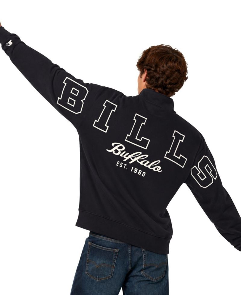 Men's Black Buffalo Bills Thursday Night Gridiron Batwing Quarter-Zip Sweatshirt