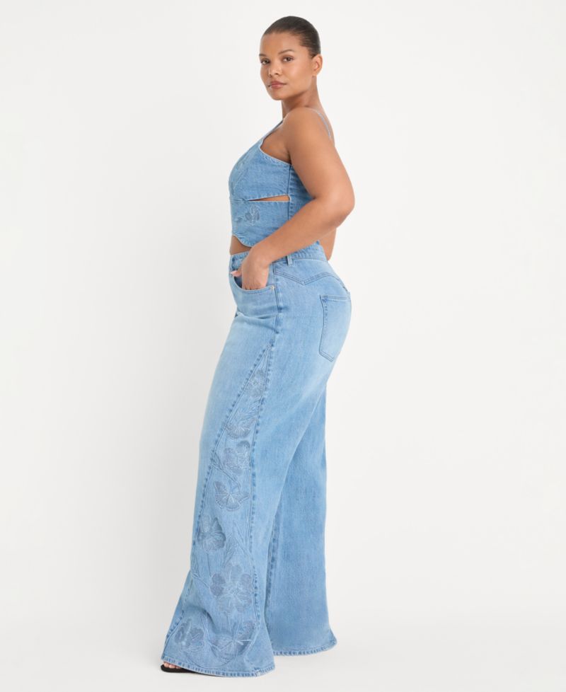 Women's Dolly Joleans High-Rise Wide-Leg Embroidered Jeans