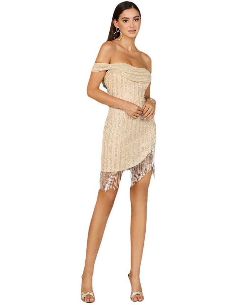 Women's Off Shoulder Fringe Wrap Dress