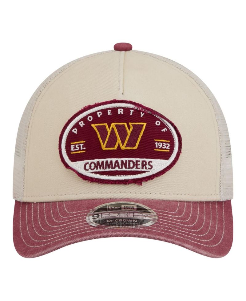 Men's Natural Washington Commanders Frayed M-Crown A-Frame 9FORTY Adjustable Hat